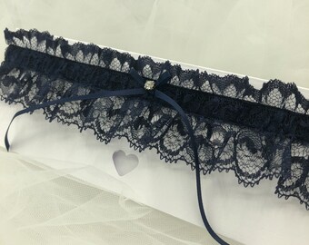 Naomi Navy Blue lace wedding bride prom garter