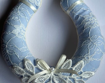 Lucky Horseshoe gift for Bride, something blue for wedding.