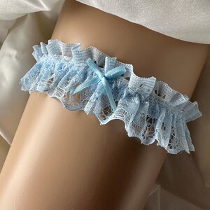 Blue lace Wedding Garter, for something blue keepsake