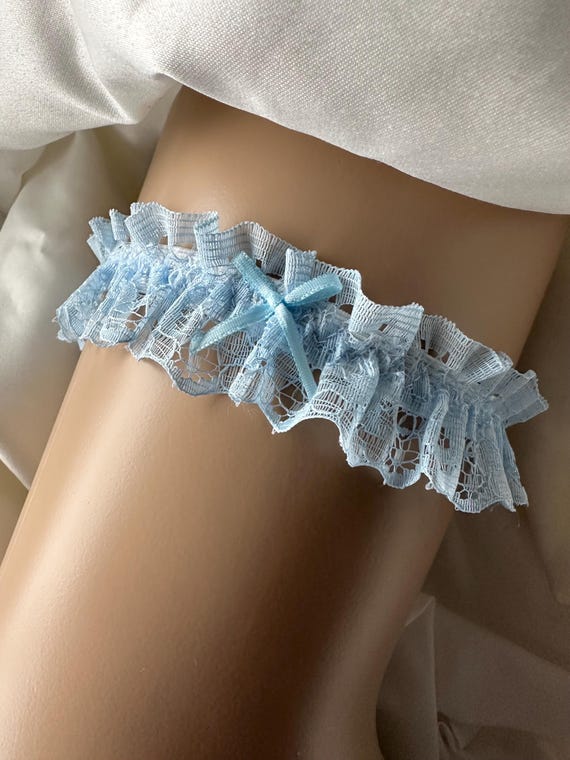 Blue Lace Wedding Garter, Something Blue Bridal Keepsake