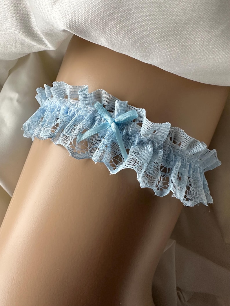 Blue lace Wedding Garter, for something blue keepsake