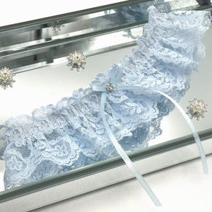 Blue lace Wedding Garter, something blue bridal keepsake