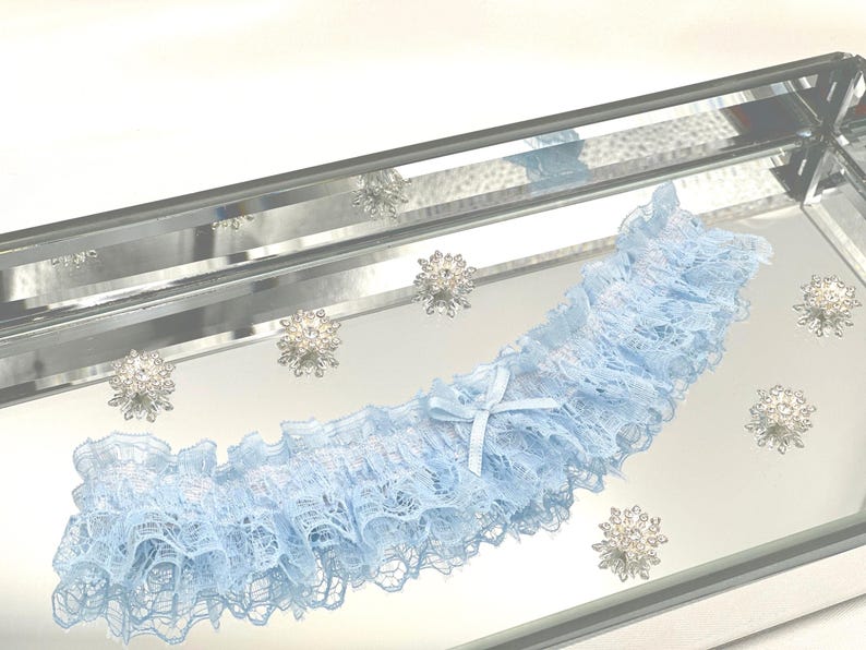 Blue Lace Wedding Garter, Something Blue Bridal Keepsake