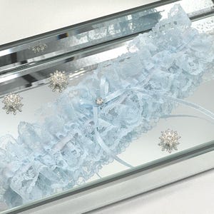 Blue Lace wedding garter, Something blue bridal keepsake