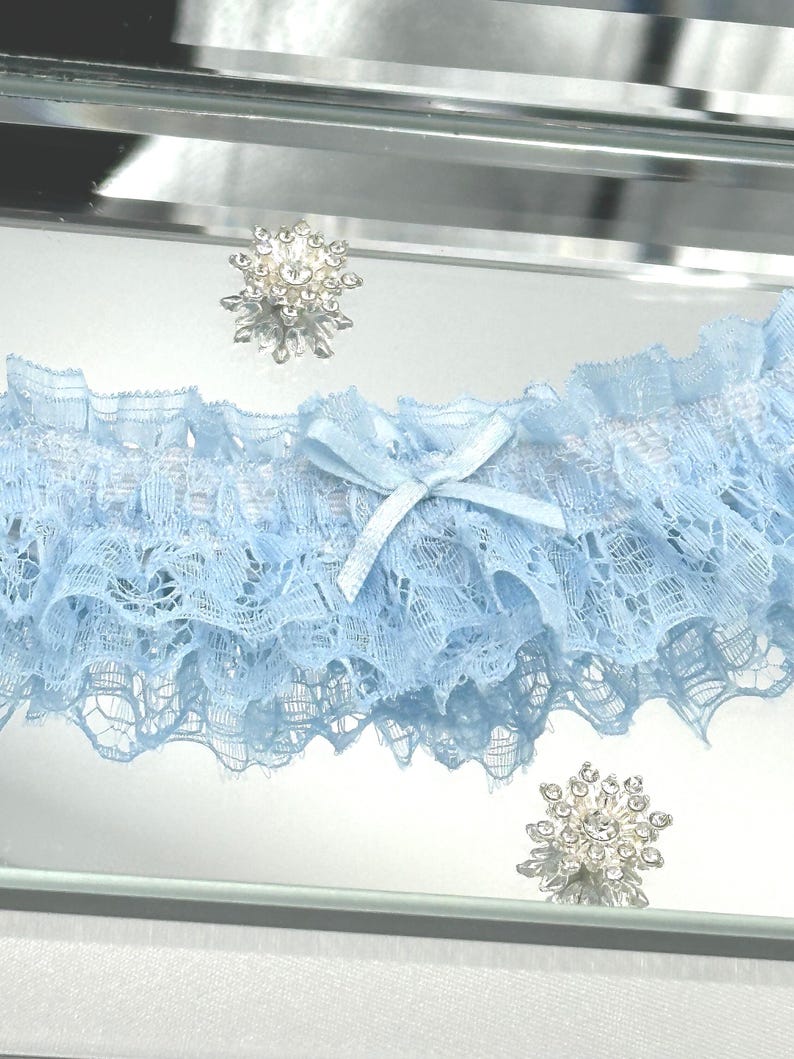 Blue Lace Wedding Garter, Something Blue Bridal Keepsake