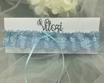 Isabella Blue lace and Bow, Diamanté something blue Wedding Garter