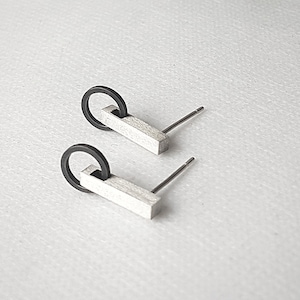 Patina Silver Stud Earrings | Handmade & Custom in UK | Gift-boxed | Free Delivery