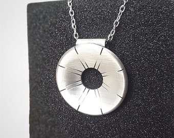 Doughnut Pendant Necklace | Recycled 925 Silver Patina | Handmade & Custom in UK | Gift-boxed | Free Delivery