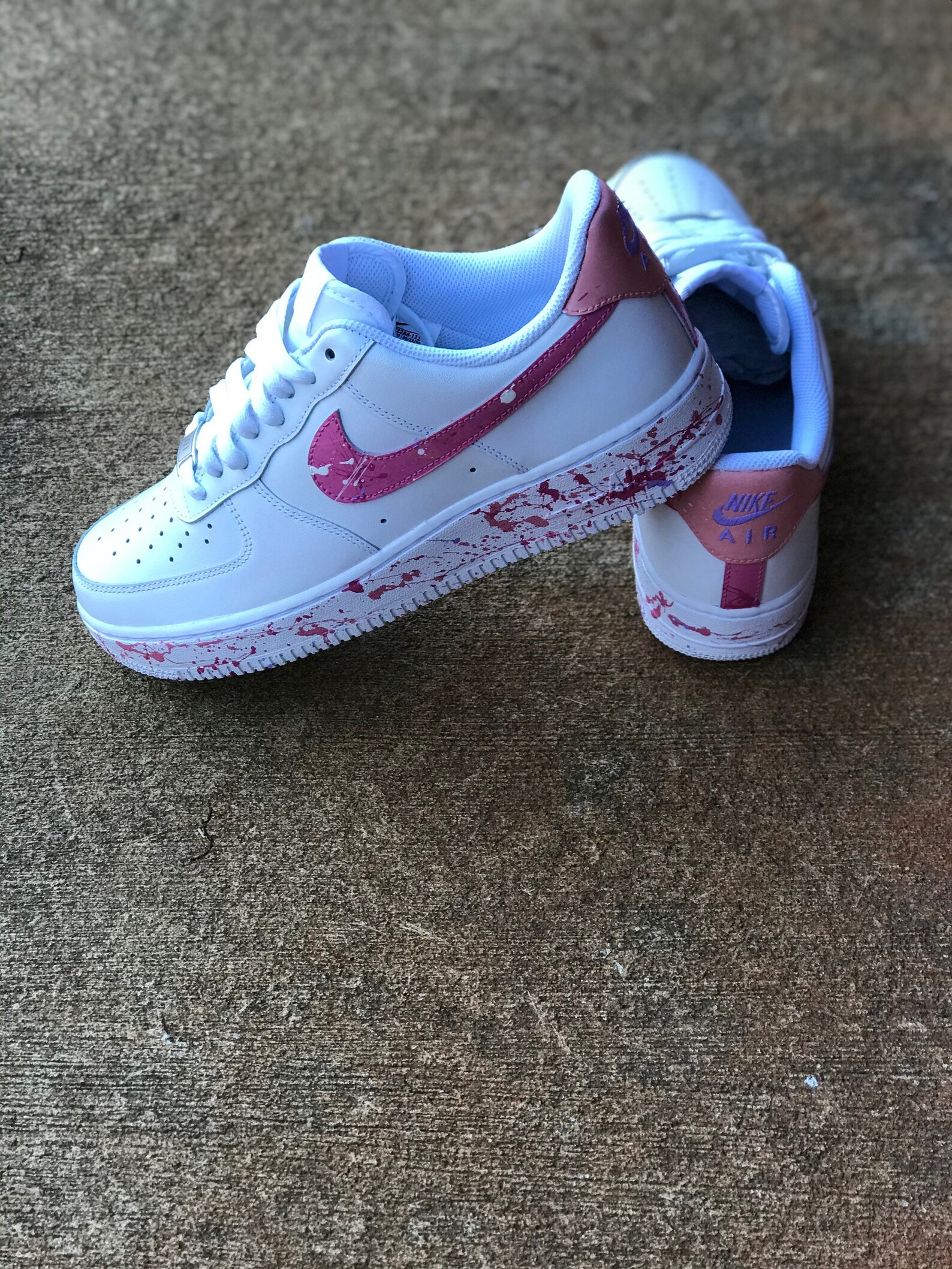 Pink Splatter Nike Air Force One Lows | Etsy