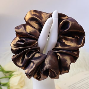 Scrunchie Hairstyles Navy gold wet look shimmer satin   Fabric Gift Girls Fashion accessories