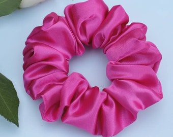 Bright pink satin Scrunchie