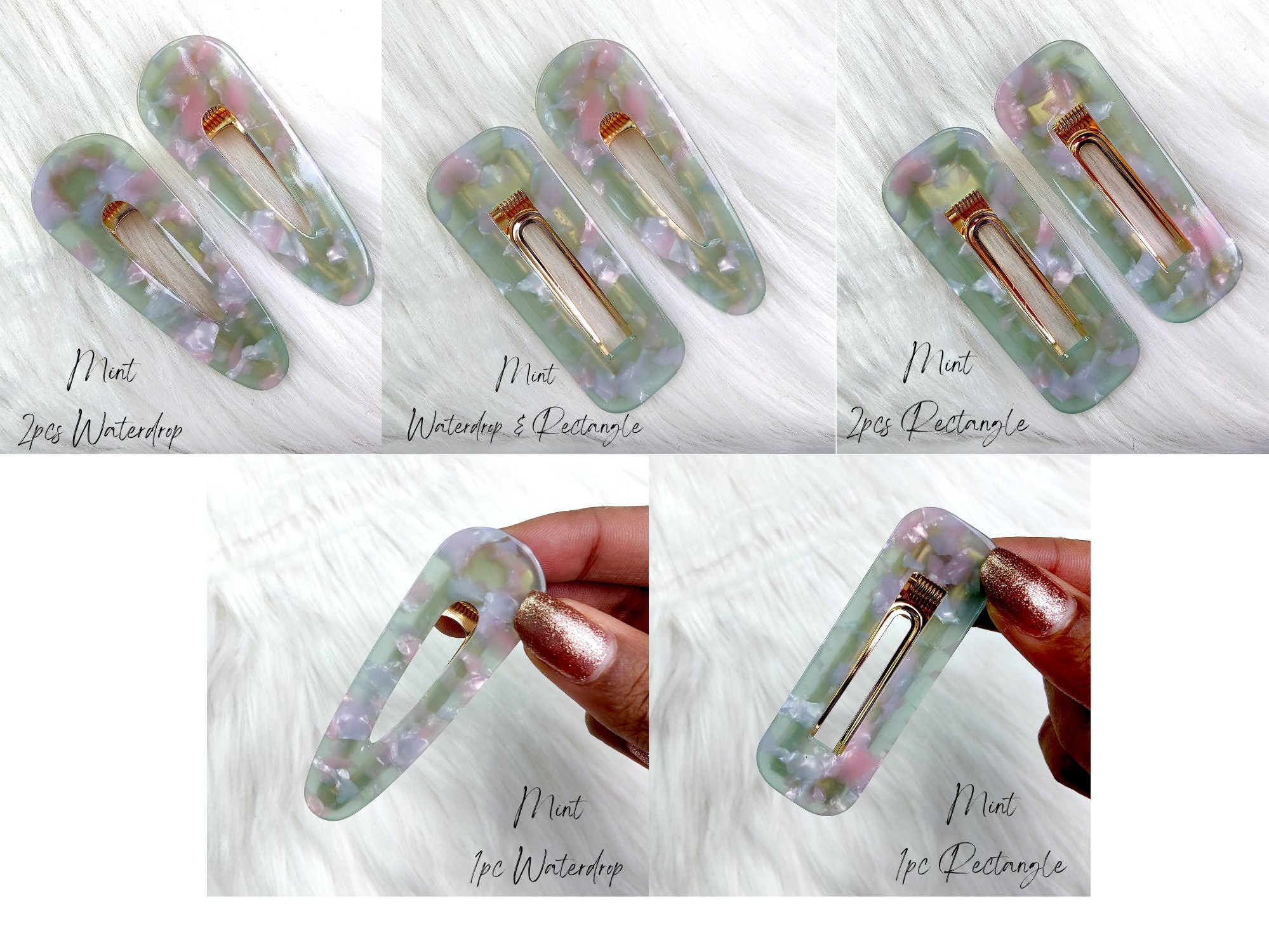 Glitz4Girlz Fermagli Per Capelli Da 5 Cm - 6 Pezzi Colore Verde Bottiglia, Clip A Scatto Per Bambine E Ragazze - 3