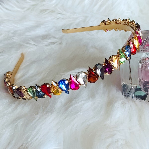 Luxurious Multicoloured Crystal Diamante Hairband Headband Embellished for Girls Women Adults Children