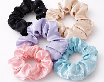 Elastico per capelli in raso con strass / Elastico per capelli in seta / Accessorio per capelli di lusso / Regalo per damigella d'onore / Elastico per capelli da sposa /