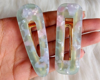 Resin Acrylic Fashion Hair Clips, Colourful hair accessories, pattern mint women's ladies adults children kids girls rectangle