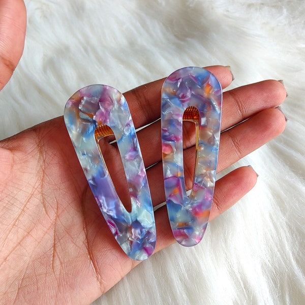 Resin Acrylic Fashion Hair Clips, Colourful hair accessories, pattern lagoon women's ladies adults children kids girls rectangle