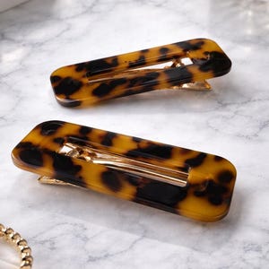 Tortoiseshell Acrylic Hair Clip | Gold Barrette, Minimalist Style