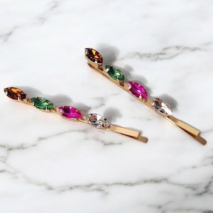 ABSTAND bunte Diamante Strass Haarspangen | Glitzernde Kristall-Haarspangen | Bling Haarschmuck für Frauen, Mädchen, Party,