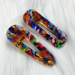 Resin Acrylic Fashion Hair Clips, Colourful hair accessories, pattern Retro women's ladies adults children kids girls rectangle