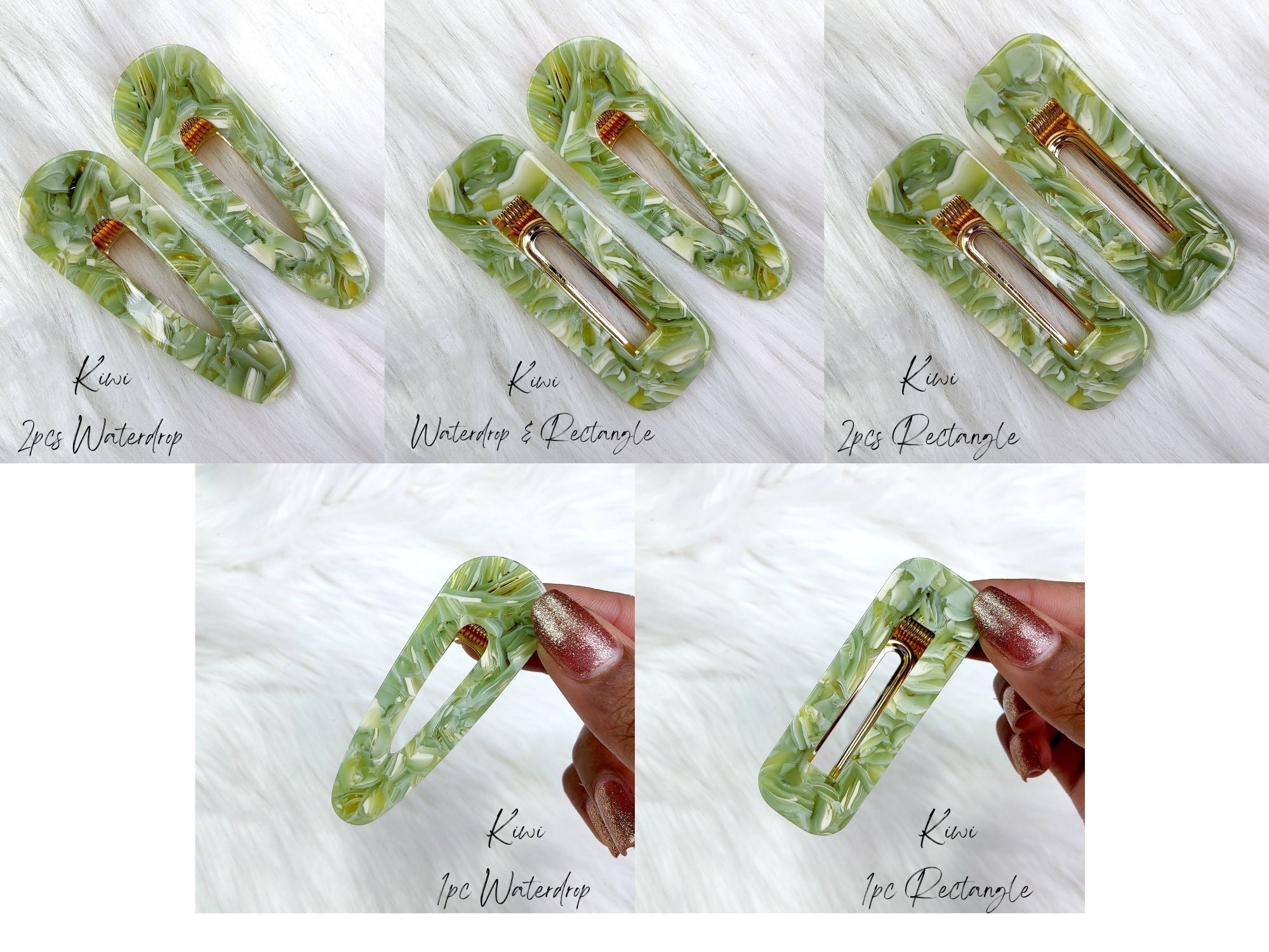 Glitz4Girlz Fermagli Per Capelli Da 5 Cm - 6 Pezzi Colore Verde Bottiglia, Clip A Scatto Per Bambine E Ragazze - 5