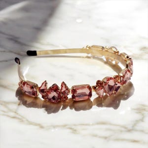 Rose Gold Embellished Headband – Rhinestone Crystal Hair Accessory | Bridal, Wedding, Party, Prom, Glam Hairband