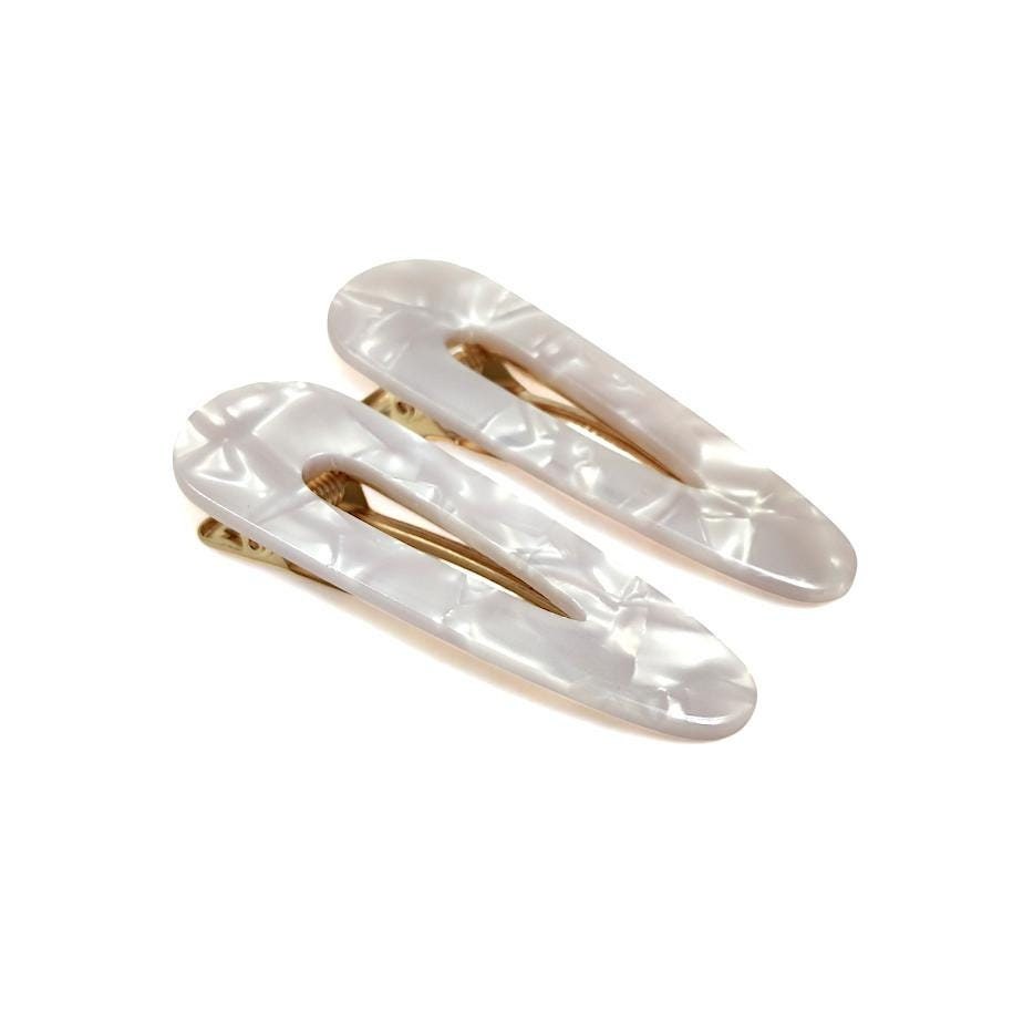 White Hair Clips | Non-Slip Sectioning Clips for Styling | Minimalist Hair Accessories | Salon, Bridal, Everyday Hair Tools