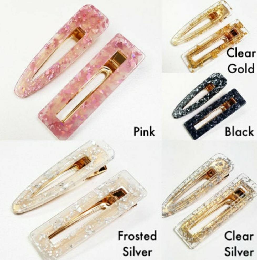 Set of 2 Resin Acrylic Fashion Hair Clips Colourful Pattern Etsy