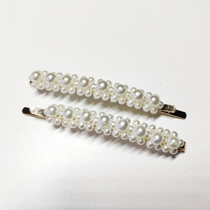 2er Set Schicke Perlen Haarspangen Set - Eleganter Braut Haarschmuck - Haarspangen - Hochzeit Haarnadeln - Klassische Ivory Perlen
