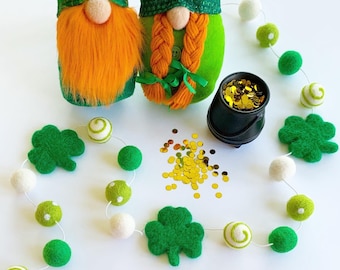 Shamrock felt ball garland| St. Paddy’s Day felt Pom Pom garland| Large Pom Pom garland| St. Patrick's Day felt ball garland