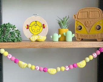 Lemonade Felt Ball Garland| Felted lemons| Pink lemonade Felt Ball Garland| Lemonade Stand Banner| Fruit Party Decor
