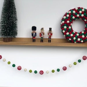 Snowflake Felt Ball Garland| Christmas Garland| Christmas Decoration| Pompom Garland| Garland|