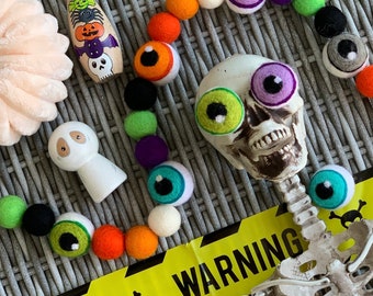 Halloween Felt Ball Creepy Eyeball Garland