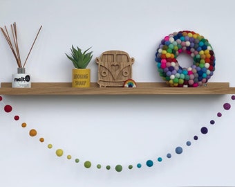 Large Rainbow Felt Ball Garland|rainbow garland|pom pom|felt balls|felt ball nursery decor|nursery garland|kids decor|Shelf garland