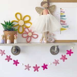 Pink Felt Star Garland| Star garland| Felt ball and star garland| Wool felt star garland| Nursery felt ball garland| Party decor
