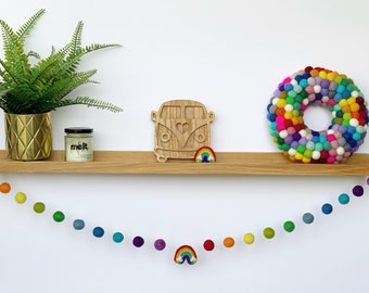 Rainbow felt garland| Rainbow felt ball garland| Rainbow Pom Pom garland| Felted Bunting| Felted Rainbow bunting| Nursery wall art