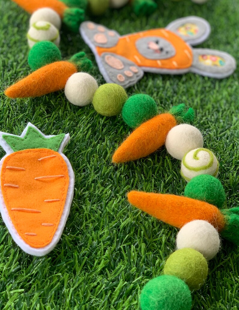 Carrot Felted Garland| Felt Ball Garland| Spring Felt Ball Garland ...