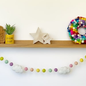 Felted Cloud Felt Ball Garland - Pastel Colours