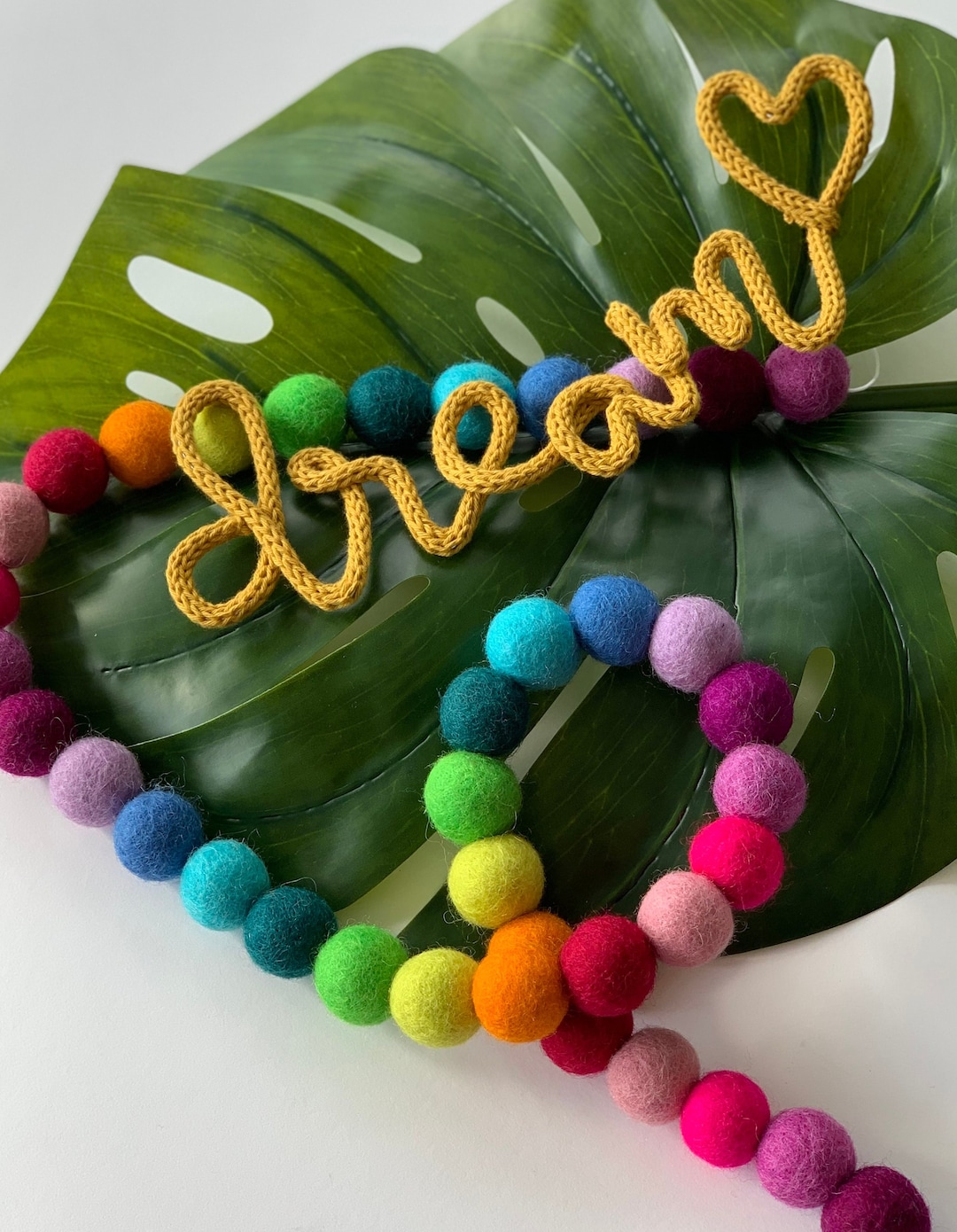 Bright Rainbow Felt Ball Garland| Large 2.5cm Felt Pom Pom Garland ...