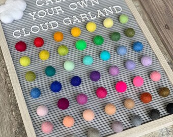 Custom Cloud Felt ball Garland|  Custom Felt Ball Bunting - Pick your own colours