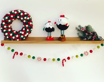 Peppermint CandyFelt Ball Garland| Felt Ball Garland| Pompom Garland| Christmas Garland| Christmas Decoration| Christmas Accessory| Felt pompons