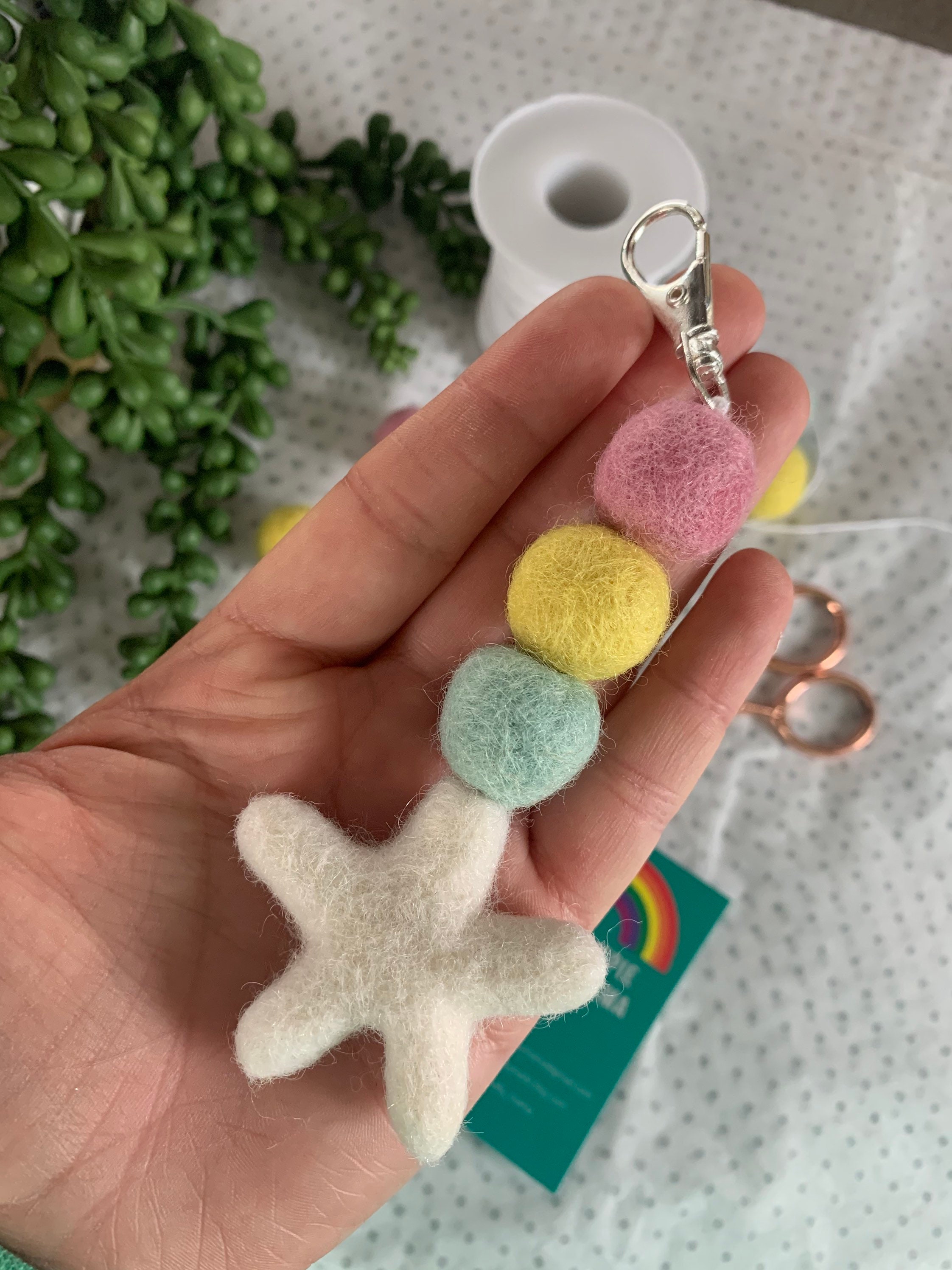 Star Keyring Custom Felt Ball Keyring Key Accessory Design Etsy