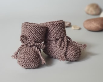 Knitted newborn baby, infant booties - socks from Oeko-Tex Merino Wool