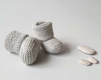 Newborn Baby wool socks - slippers hand knitted from Oeko-Tex Merino Wool