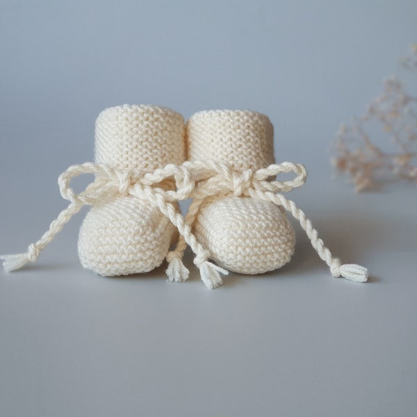 Hand knitted Newborn Baby Wool socks - slippers shoes from Oeko-Tex Merino Wool