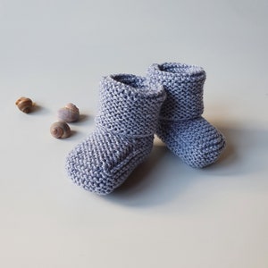 Hand knitted Newborn baby slippers socks from Oeko-Tex Merino Wool Lavender