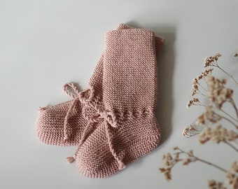 Baby knee high booties - socks, leg warmers hand knitted from Oeko-Tex Merino Wool