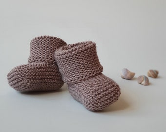 Hand knitted Newborn baby slippers - socks from Oeko-Tex Merino Wool