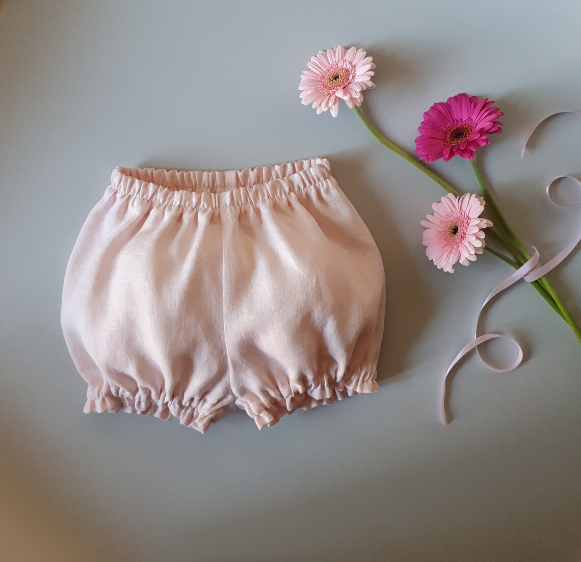 Baby Girl Ruffle Bloomers From Natural Linen in off White Etsy