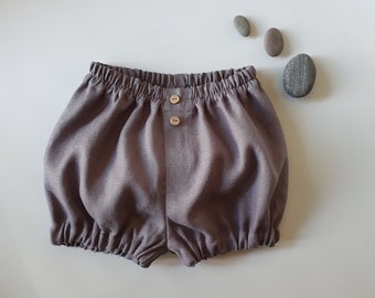 Short en lin pour bébé - Bloomers de lin naturel, vêtements en lin neutre pour bébé, short pour tout-petit garçon