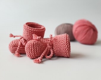 Knitted Baby girl booties from Oeko-Tex Merino Wool - wool socks for Baby Girl